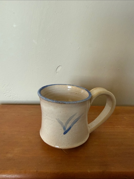 Other - Handmade Ceramic Beige and Blue Mini Mug - Artisan Home Art